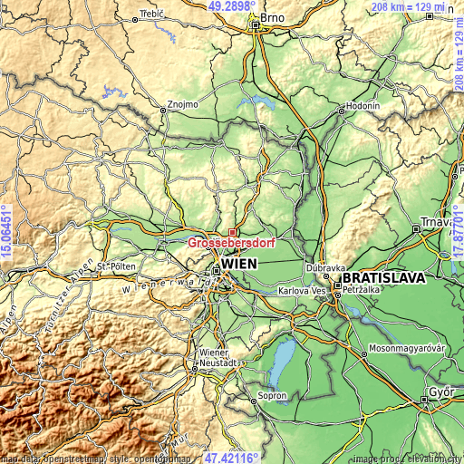 Topographic map of Großebersdorf