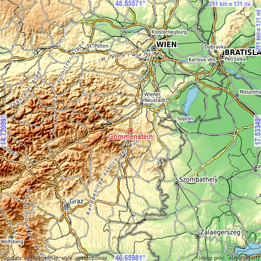 Topographic map of Grimmenstein