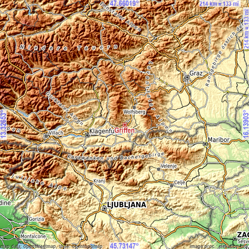 Topographic map of Griffen