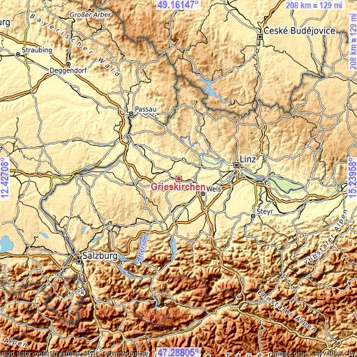 Topographic map of Grieskirchen