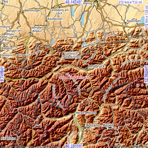 Topographic map of Gries im Sellrain