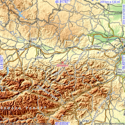 Topographic map of Gresten