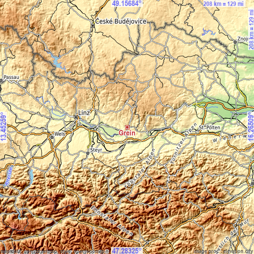 Topographic map of Grein