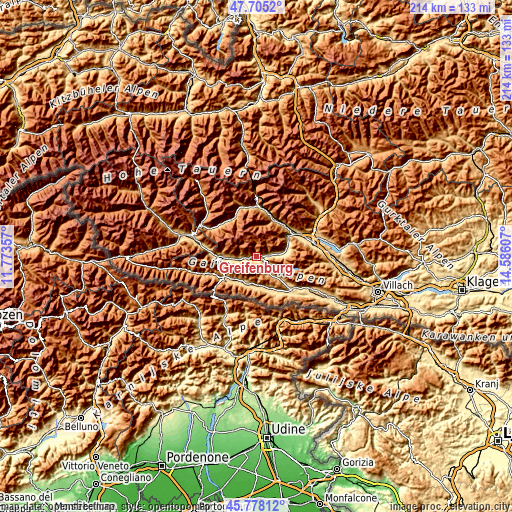 Topographic map of Greifenburg