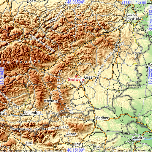 Topographic map of Gratwein