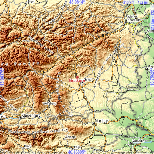 Topographic map of Gratkorn