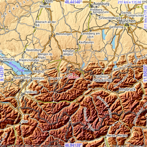 Topographic map of Grän