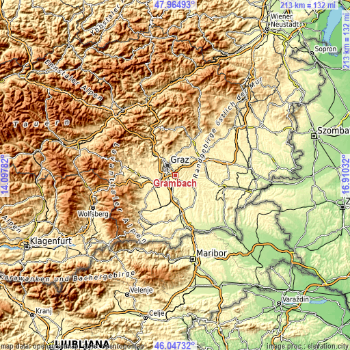 Topographic map of Grambach