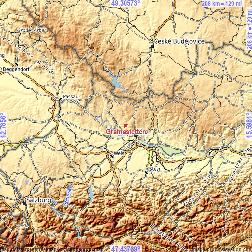 Topographic map of Gramastetten