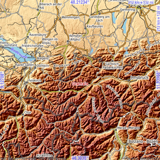 Topographic map of Gramais