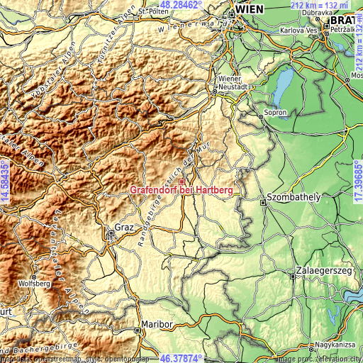 Topographic map of Grafendorf bei Hartberg