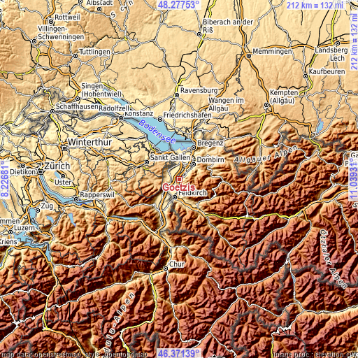 Topographic map of Götzis