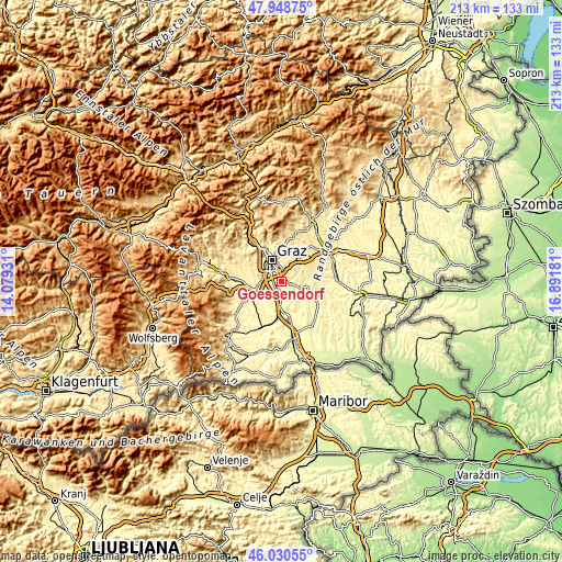 Topographic map of Gössendorf