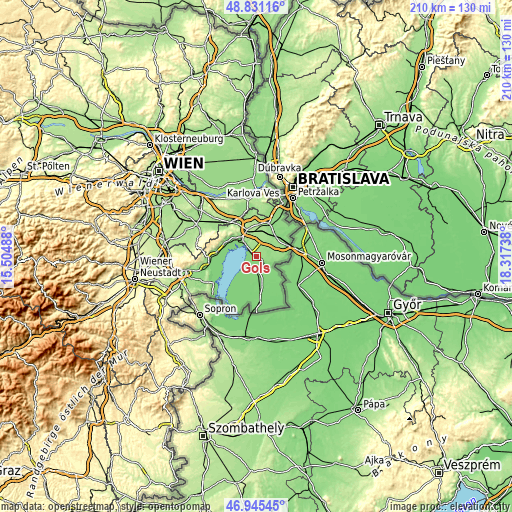 Topographic map of Gols