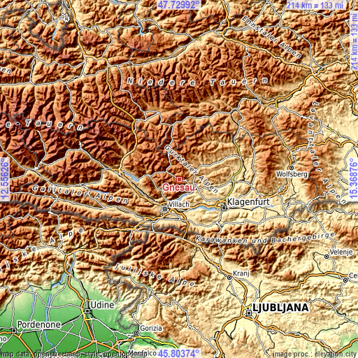 Topographic map of Gnesau