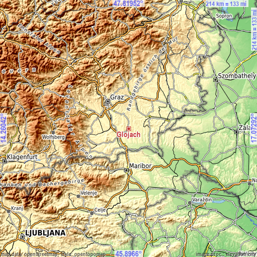 Topographic map of Glojach