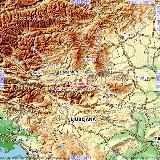 Topographic map of Globasnitz