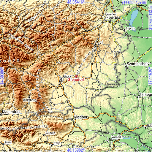 Topographic map of Gleisdorf