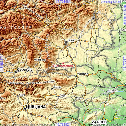 Topographic map of Gleinstätten