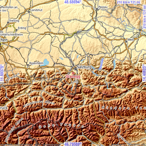 Topographic map of Glanegg