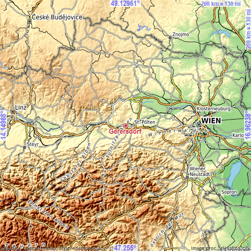 Topographic map of Gerersdorf