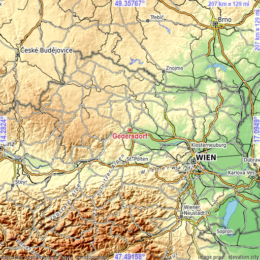 Topographic map of Gedersdorf