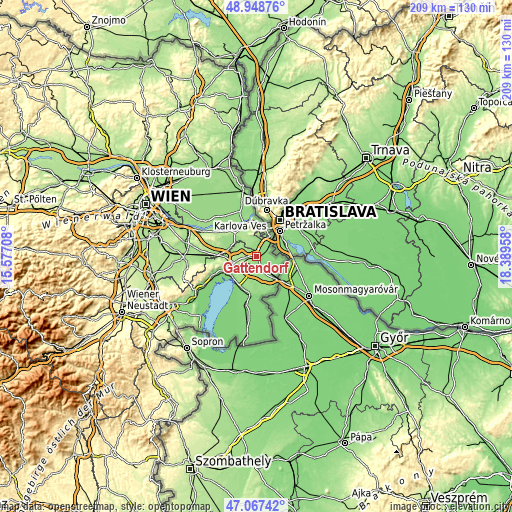 Topographic map of Gattendorf