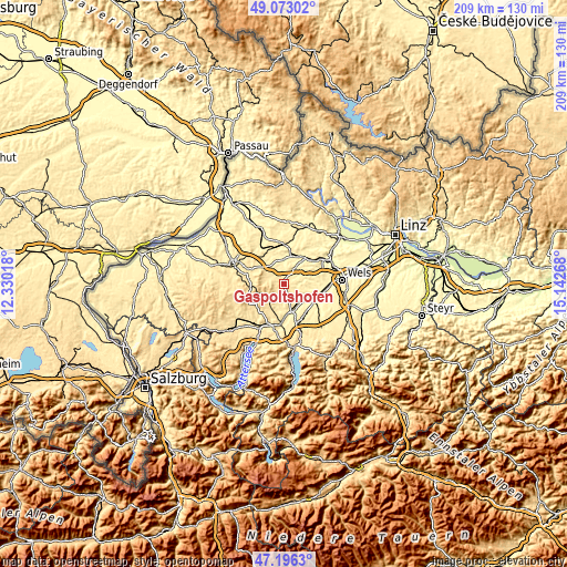 Topographic map of Gaspoltshofen