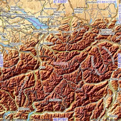 Topographic map of Gaschurn