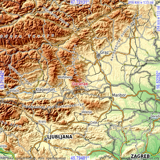 Topographic map of Garanas