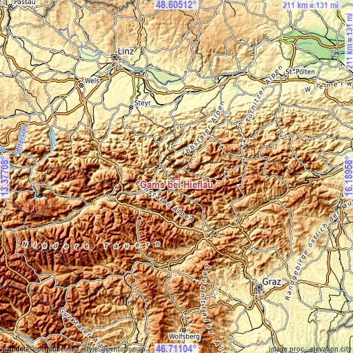 Topographic map of Gams bei Hieflau