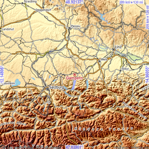 Topographic map of Gampern