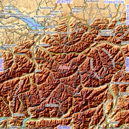 Topographic map of Galtür