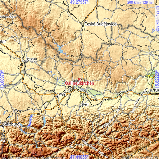 Topographic map of Gallneukirchen