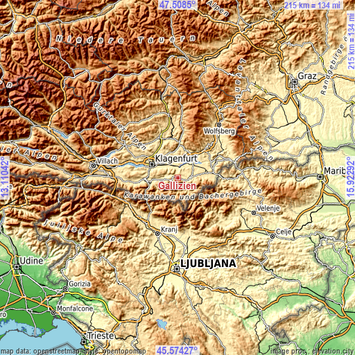 Topographic map of Gallizien