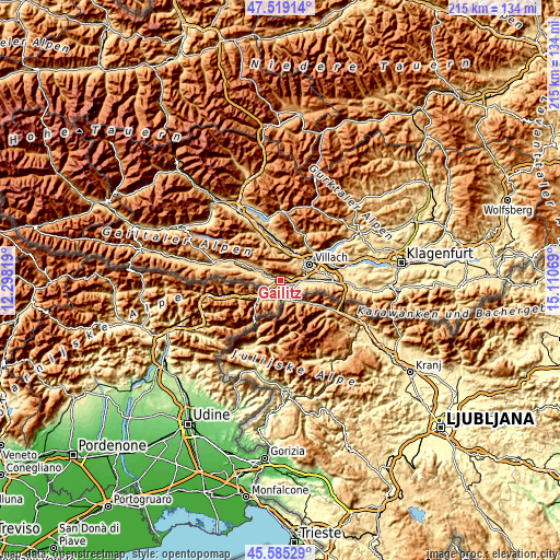 Topographic map of Gailitz