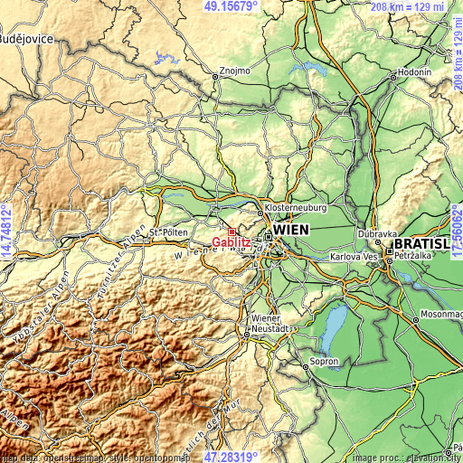 Topographic map of Gablitz