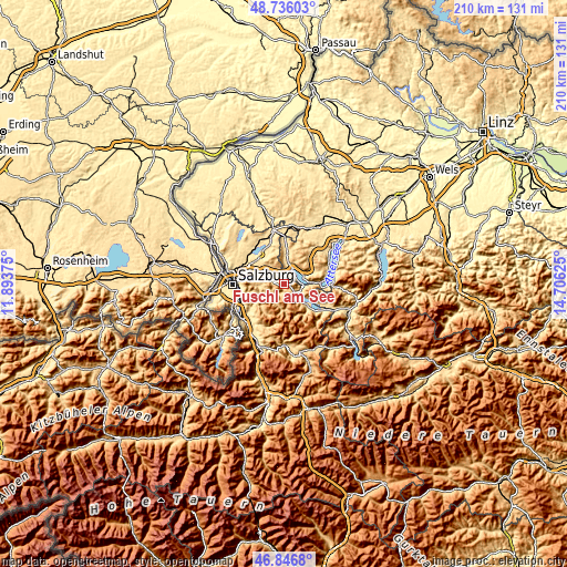 Topographic map of Fuschl am See