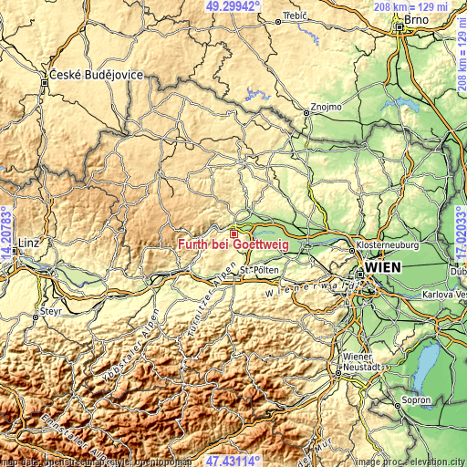Topographic map of Furth bei Göttweig