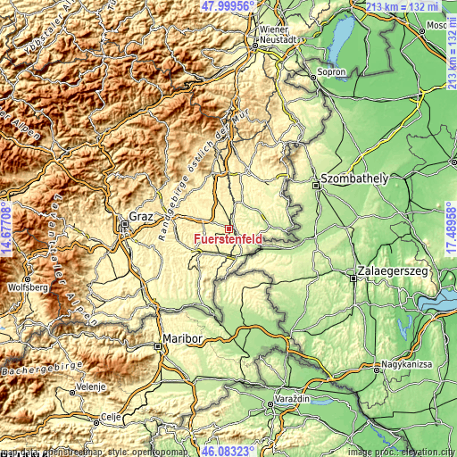 Topographic map of Fürstenfeld