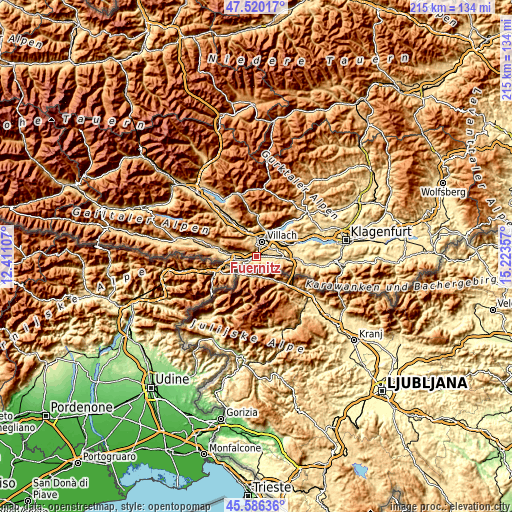 Topographic map of Fürnitz