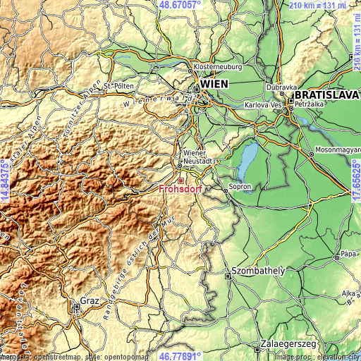 Topographic map of Frohsdorf