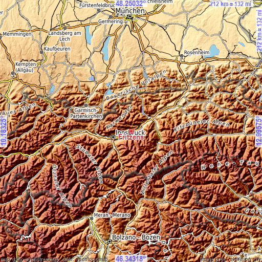 Topographic map of Fritzens