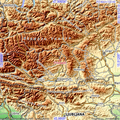 Topographic map of Friesach