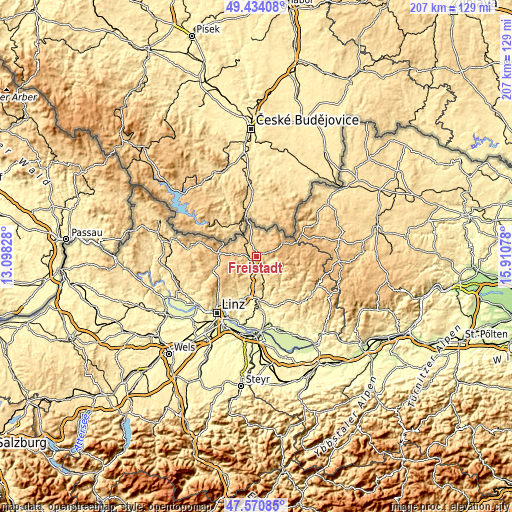 Topographic map of Freistadt