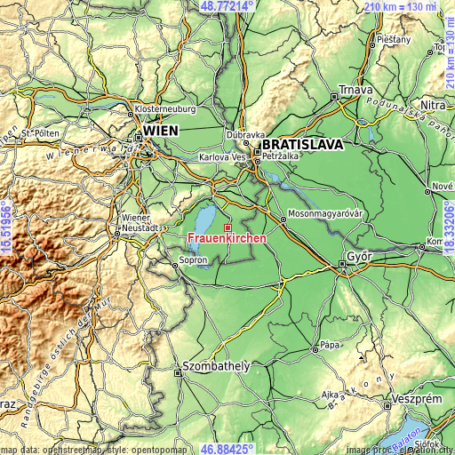 Topographic map of Frauenkirchen