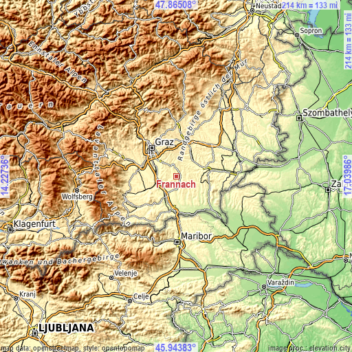 Topographic map of Frannach