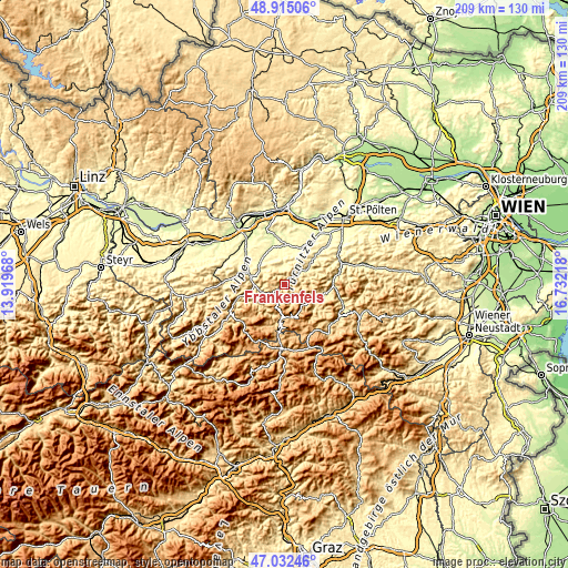 Topographic map of Frankenfels