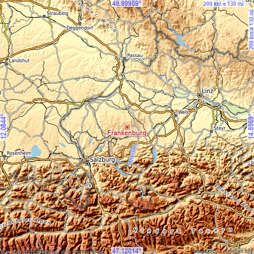 Topographic map of Frankenburg