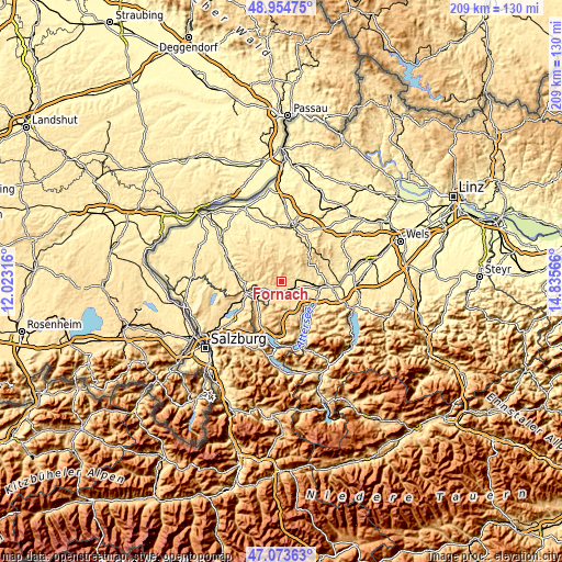 Topographic map of Fornach